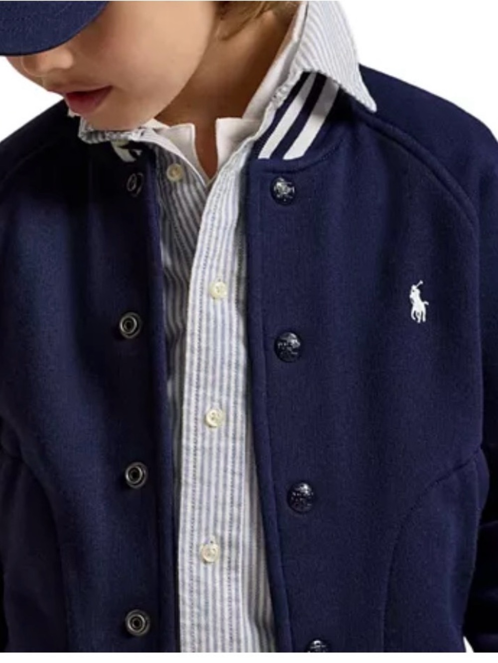 Ralph Lauren Navy & White Boys' Polo Letterman Jacket